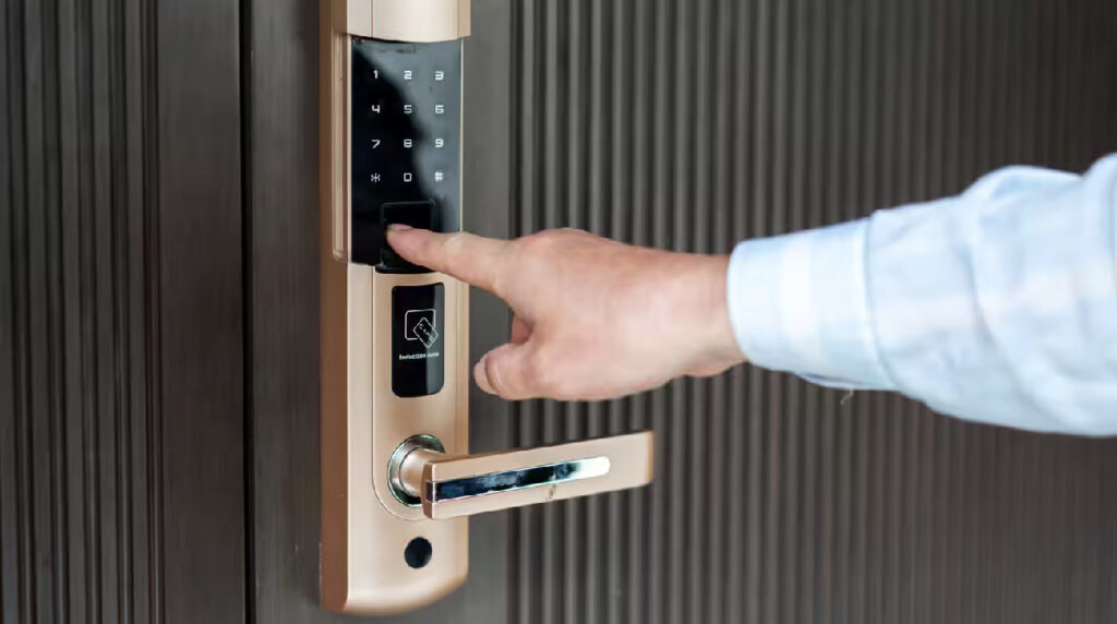 Secure office entrance with smart locks